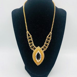 JULIANA Delizza And Elster Rhinestone Necklace Filigree Hearts Vintage Designer Jewelry