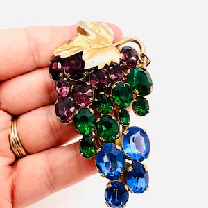 Art Deco Multicolored Rhinestone “Fruit Salad” Dress Clip 3 Inch Vintage Antique Jewelry