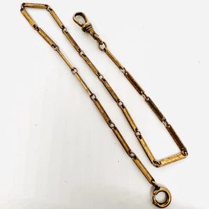 Victorian Gold Filled Etched Bar Link Antique Pocket Watch Chain