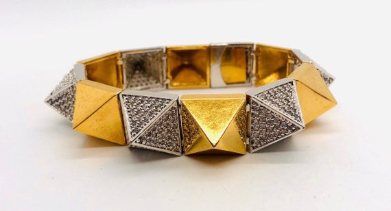 Chunky Pyramid Bracelet Two Tone CZ Set Designer … - image 2