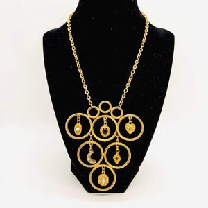 FLORENZA Jeweled Dangling Charm Mobile Necklace Signed Vintage Designer Jewelry