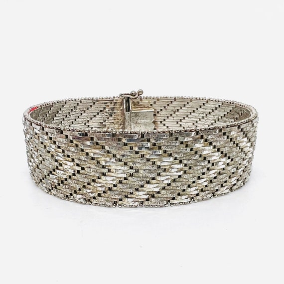 Vintage Estate Sterling Silver Woven Chain Bracelet Italian