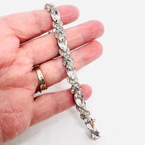 EISENBERG ICE Clear Rhinestone Bracelet Rhodium Plated Signed Vintage Designer Jewelry