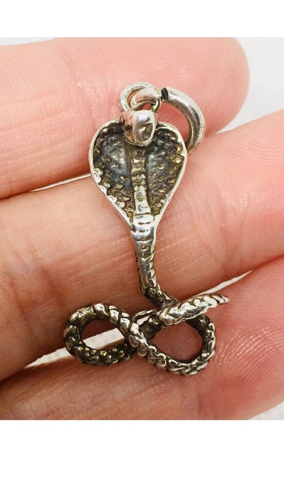 Large Sterling Silver COBRA Pendant Necklace 925 … - image 2