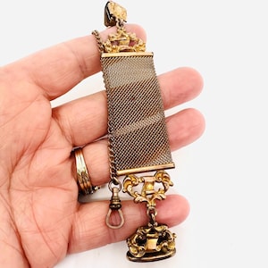 Unusual Victorian Mesh Pocket Watch Fob Gold Filled No Monogram Antique Jewelry