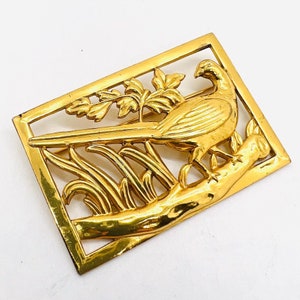 1941 Sterling Craft by CORO Vermeil Pheasant Brooch 26gm Signed Fine Vintage Designer Jewelry