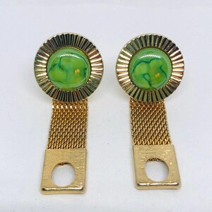Hickok Mesh Wrap Around Cuff Links Cufflinks Art Glass Vintage Mens Accessory