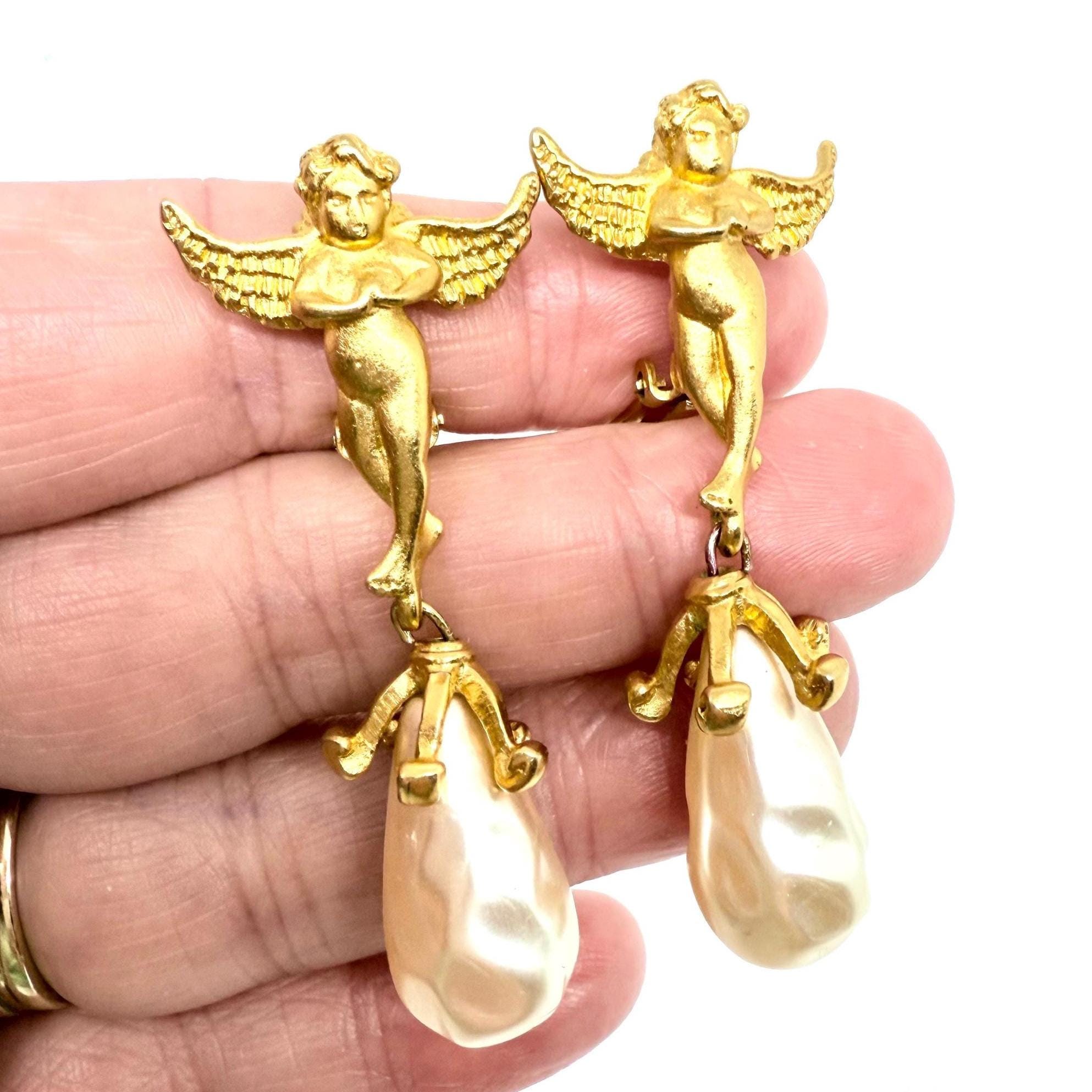 Karl Lagerfeld Angel Earrings - Etsy