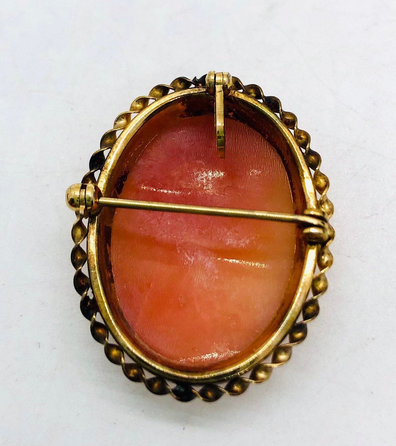 Broche Camée Plaque Or Coquillage Sculpté - Bijou Vintage Artisanal, Pièce Unique (occasion)