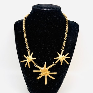 ALGUES D’O Matte Gold Tone Sea Life Algae Necklace Signed Vintage Designer Jewelry