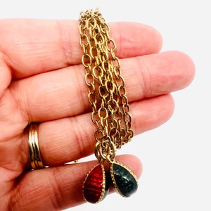 JOAN RIVERS Double Multicolor Enamel Eggs Necklace Signed Vintage Designer Jewelry