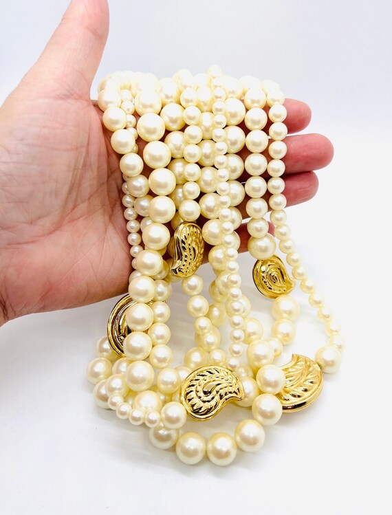Chunky Multi Strand Pearl Bib Necklace main image 1