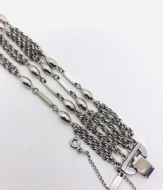 MONET Multi Chain/Strand Bracelet Silver Tone Sig… - image 6