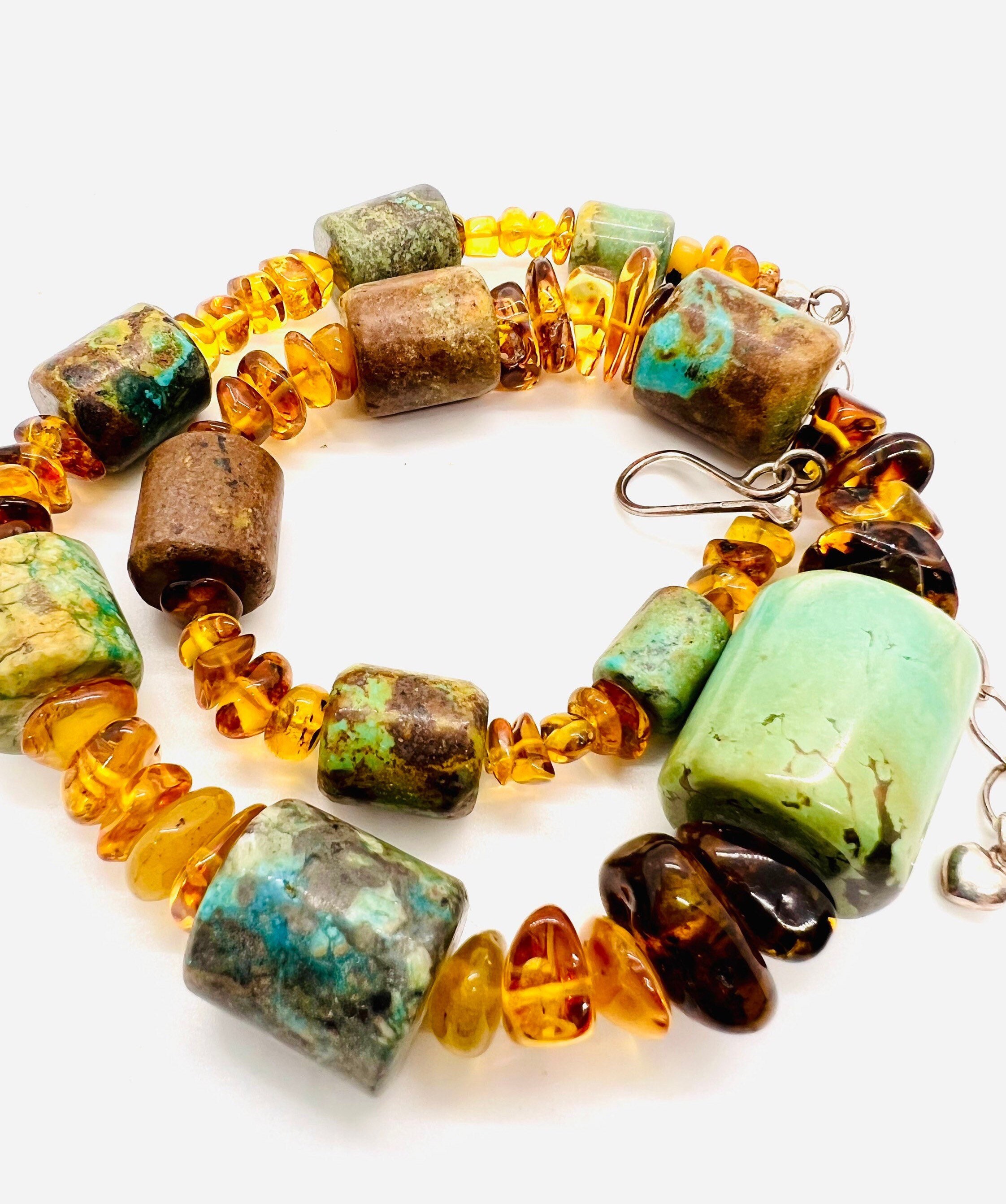 Chunky Turquoise Sterling Silver Necklace - Vintage JAY KING