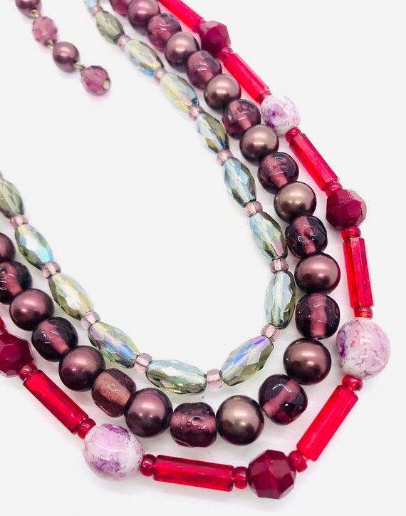 Elsa SCHIAPARELLI Triple Strand Art Glass Beaded … - image 6