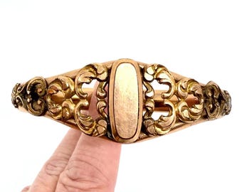 Wide Victorian Rose Gold Filled Bangle Bracelet No Monogram Fine Vintage Antique Jewelry