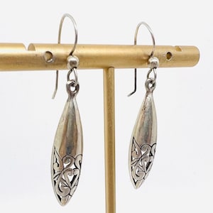 JEZ JEZLAINE Sterling Silver Open Work Drop Dangle Earrings Fine Vintage Designer Jewelry