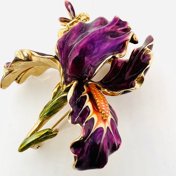 KIRKS FOLLY Purple Enameled Iris & Fairy Brooch S… - image 4