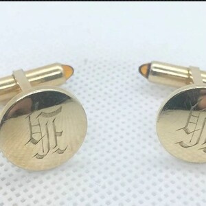 Krementz Gold Filled Amber Bullet Cufflinks Monogram MCM Vintage Mens Jewelry image 1