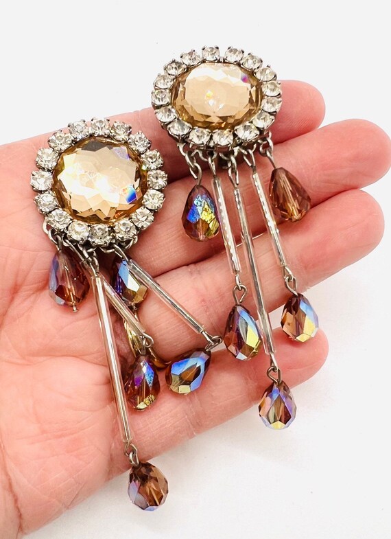 Topaz Rhinestone & Faceted Crystal Drop Dangle Ea… - image 7