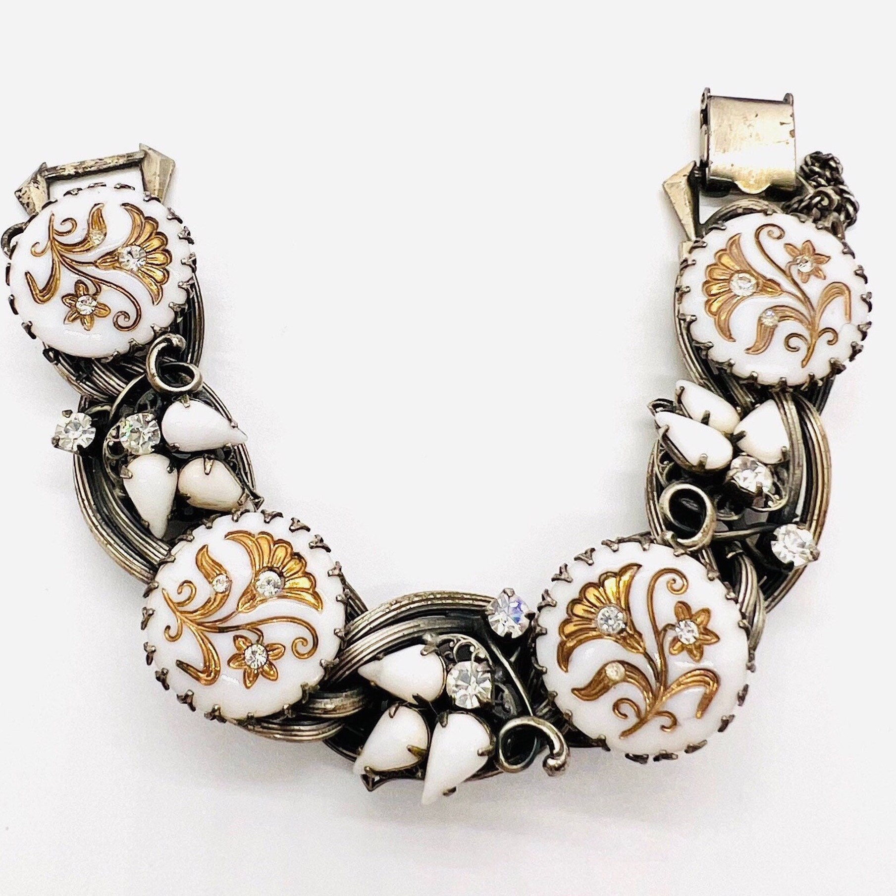 Dior by Henkel & Grosse Molded White Milk Glass Link Bracelet