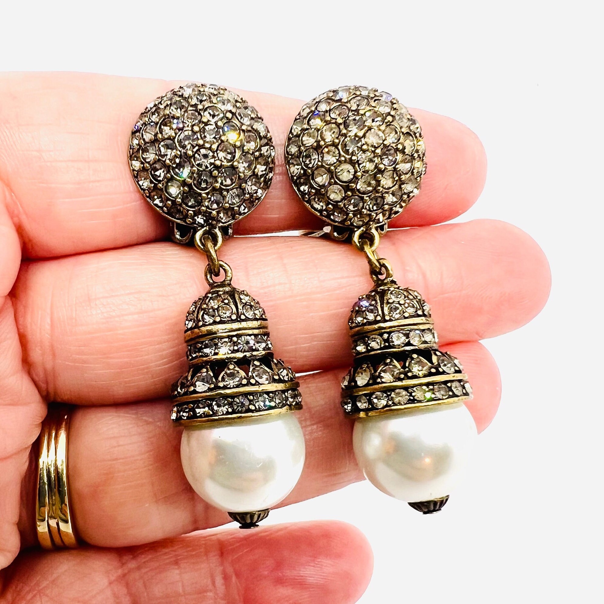 HEIDI DAUS®  Heidi Daus Gold-Tone Clip Earrings With Burgundy Faux Pearl Drops & Crystal Acce main image 2