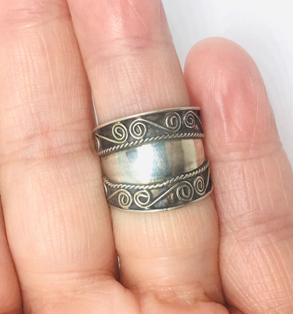 Sterling silver cigar band ring clearance