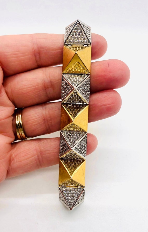 Chunky Pyramid Bracelet Two Tone CZ Set Designer … - image 4