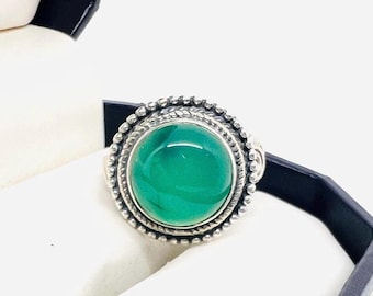Vintage Ornate Sterling Silver Chalcedony Ring - Size 5.5