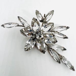 Clear Open Back Rhinestone Spray Brooch 2 3/4 Inches Vintage Jewelry