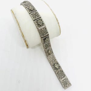 Art Deco E.I.F. & Co. Rhodium Plated Filigree Bracelet Signed Vintage Antique Jewelry