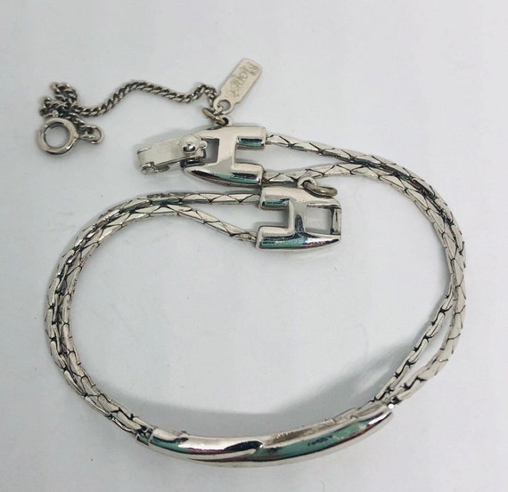 Signed MONET Double Strand Bracelet X Design Vint… - image 7