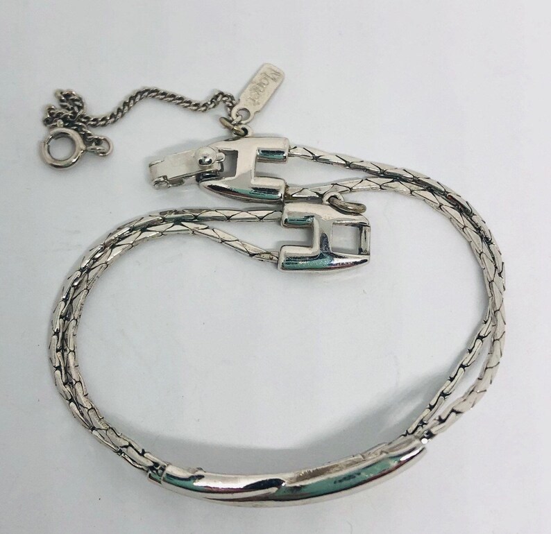 Signed MONET Double Strand Bracelet X Design Vintage Designer Jewelry image 7