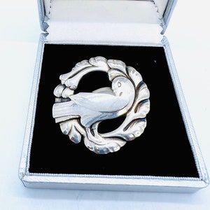 Early Georg Jensen Sterling Silver #123 Dove Brooch Box 1910-25 Scandinavian Fine  Vintage Designer Jewelry