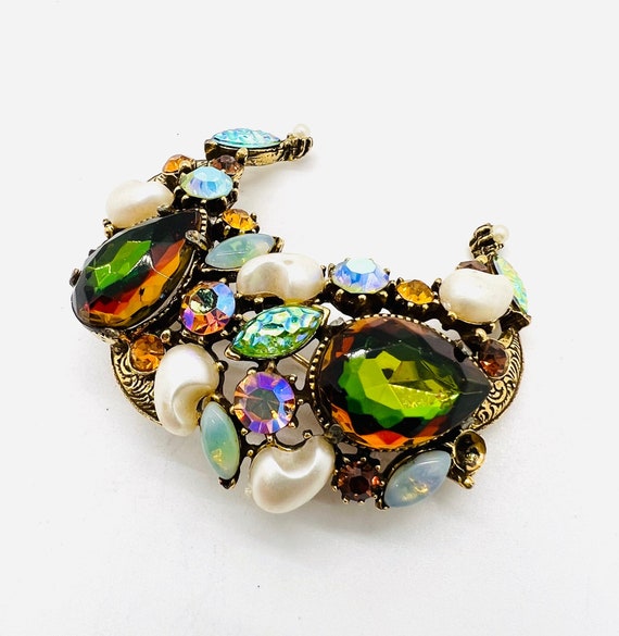 FLORENZA Green Vitrail Rhinestone Brooch Baby Too… - image 6