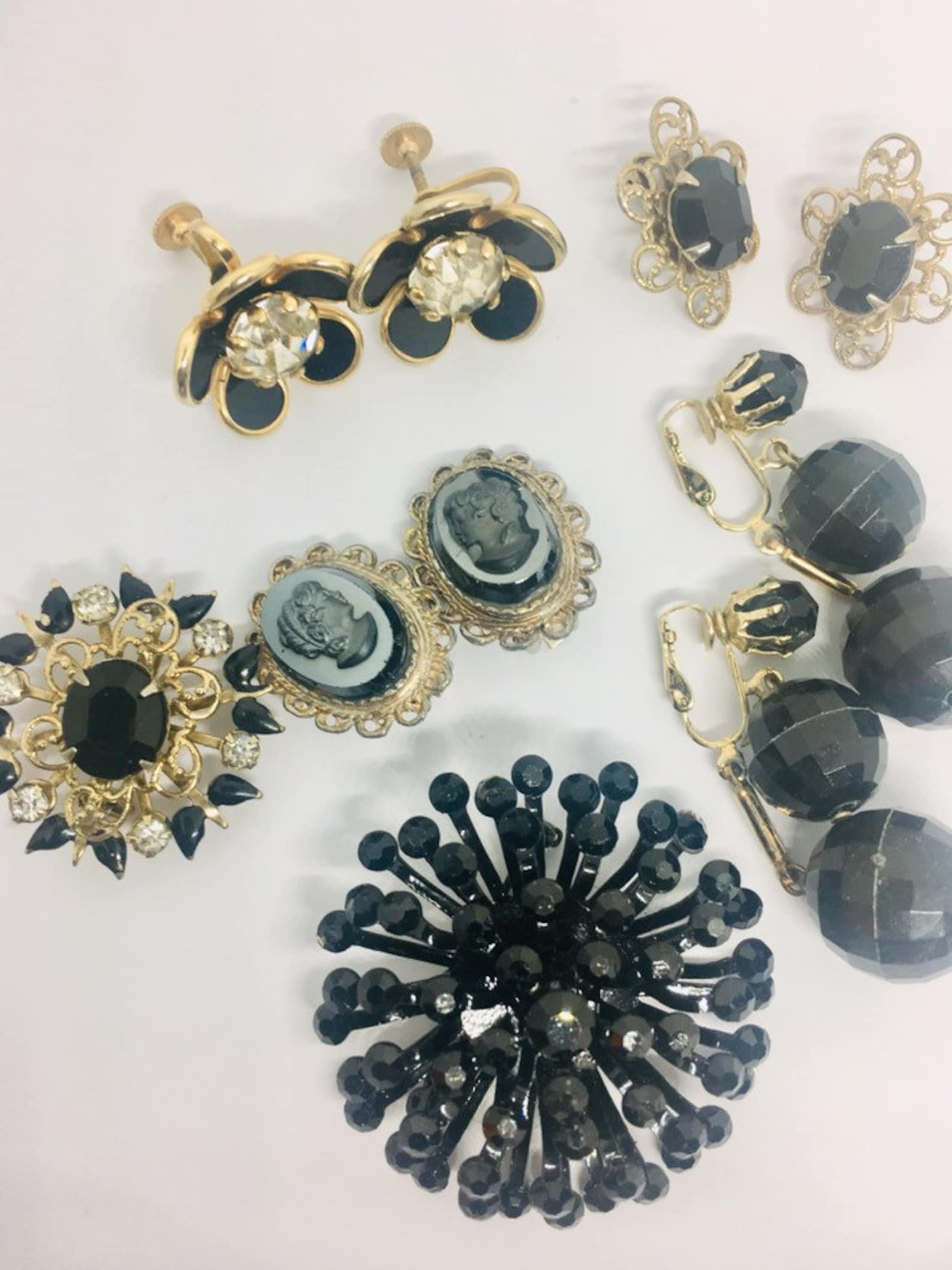 Lot of Black Costume Jewelry Rhinestones Earrings Necklaces Etsy