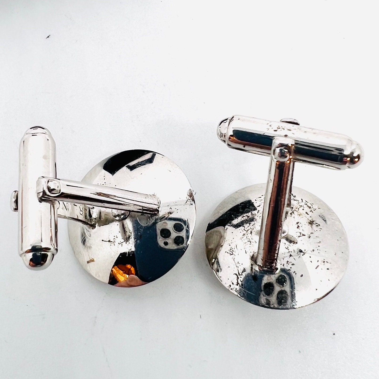 Boutons De Manchette Vintage Anson - Motif Sailfish/Marlin Poisson, Argenté, Forme Ovale - Occasion