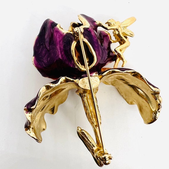 KIRKS FOLLY Purple Enameled Iris & Fairy Brooch S… - image 8
