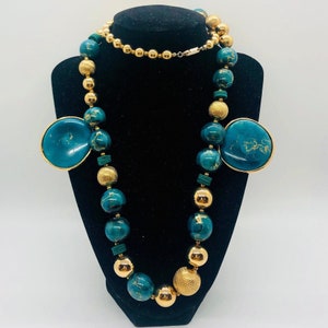 CAROL DAUPLAISE Chunky Enameled Necklace Earrings Demi Vintage Designer Jewelry