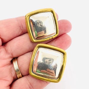 Large LATON Taxco Sterling Silver & Gold Vermeil Earrings 18.7gm Fine Vintage Designer Jewelry
