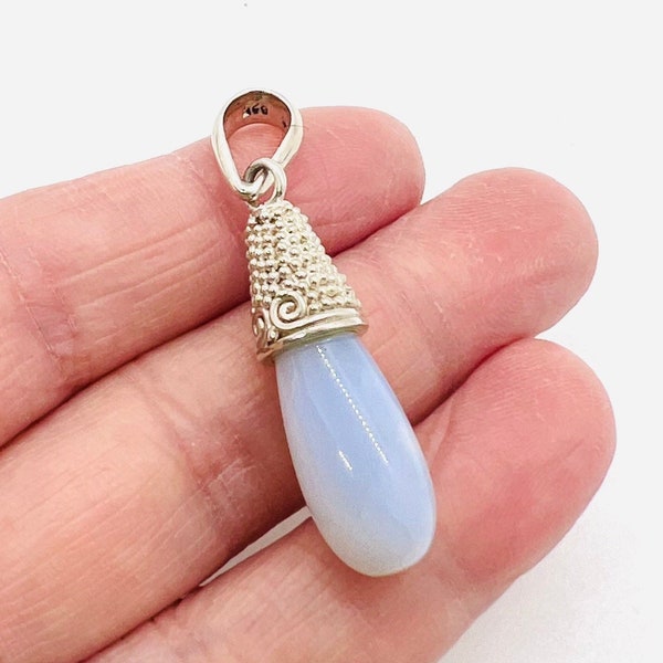 SAJEN Sterling Silver Opalite Gemstone Pendant 7.3gm  Signed Fine Vintage Designer Jewelry