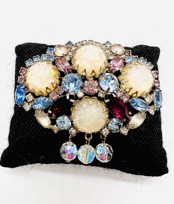 HOBE’ Faux Floating Opal & Rhinestone Brooch Dangl