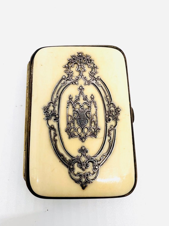 Antique Victorian French Ivory Ivorine Sterling S… - image 3