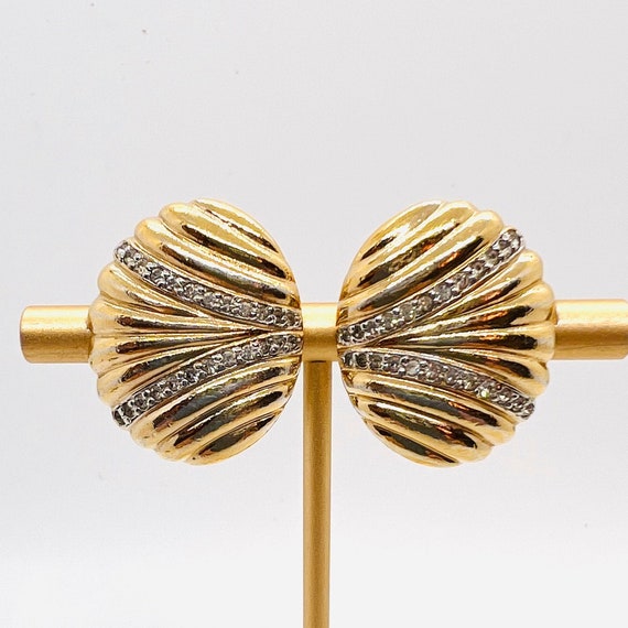PANETTA Gold Tone Pave Set Clear Rhinestone Earri… - image 6