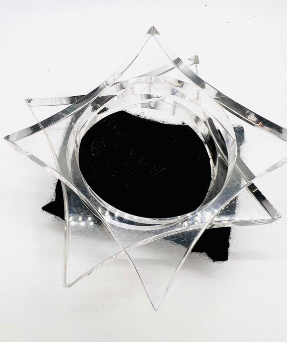 Two HUGE Clear Lucite Acrylic Geometric Bangle Br… - image 2
