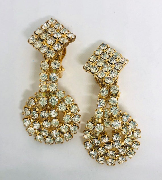 Fabulous Long Sparkling Clear Rhinestone Drop Dan… - image 2