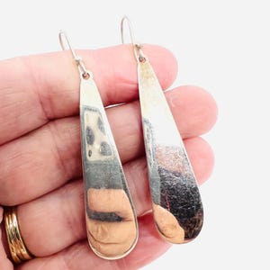 Large Sterling Silver Lure Paddle Drop Dangle Earrings 7.8gm Fine Vintage Jewelry