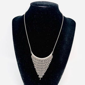 Sterling Silver Italy Beaded Bar Swag Dangle Necklace 12gm Fine Vintage Jewelry