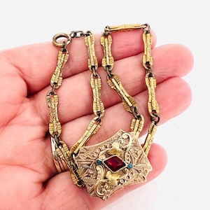 Large Victorian Gold Filled Slide & Pocket Watch Chain Vintage Antique Jewelry