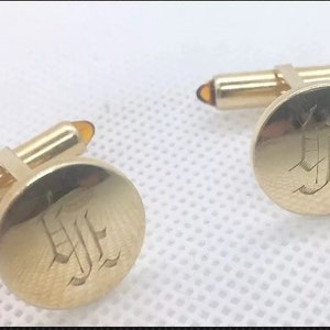 Krementz Gold Filled Amber Bullet Cufflinks Monogram MCM Vintage Men’s Jewelry